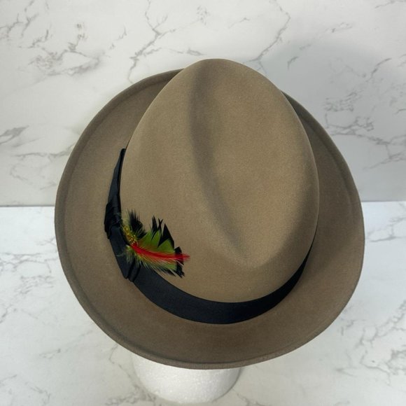 Vintage Brooks Brothers Fedora Hat Size 7 Felt Feather Band - Picture 4 of 11
